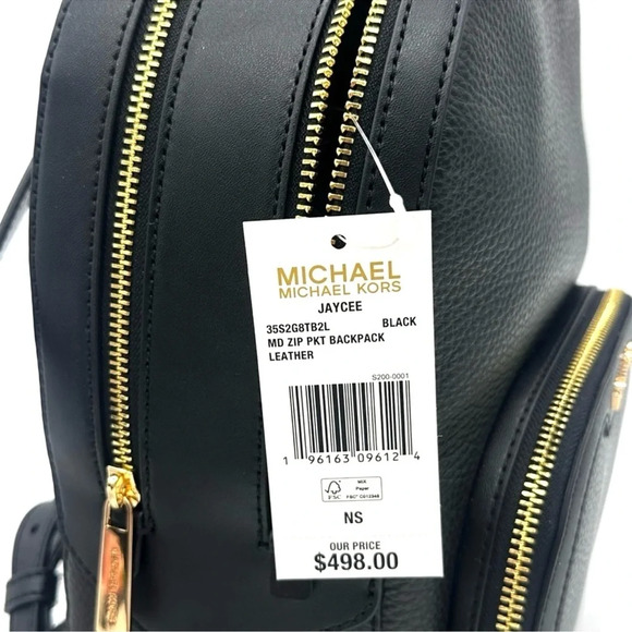 Michael Kors Medium Jaycee Backpack Black/Gold - Picture 12 of 12
